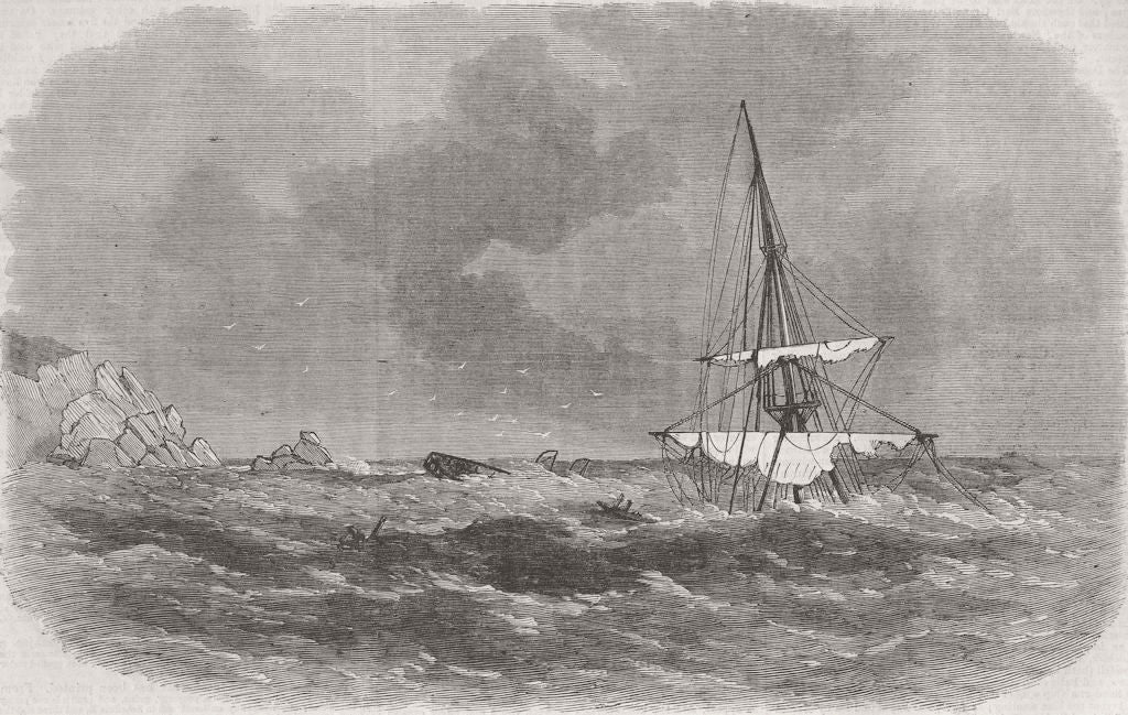 WEST INDIES. RMS Rhone wreck, St Peter's Island 1867 old antique print picture